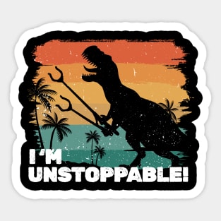 Im Unstoppable t-rex retro silhouette Grabbers Sticker